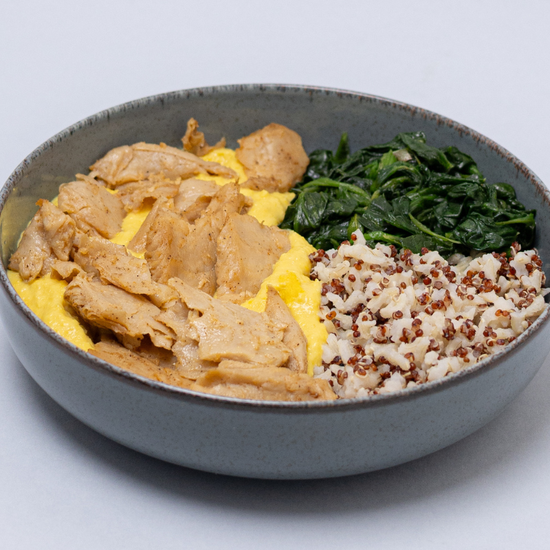 Heura Bites with Creamed Corn
