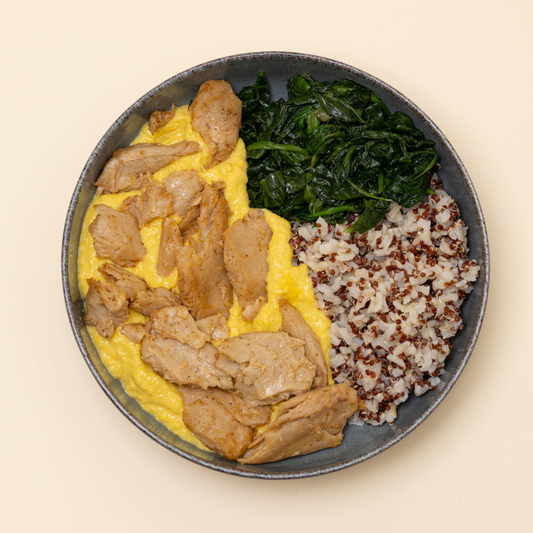 Heura Bites with Creamed Corn