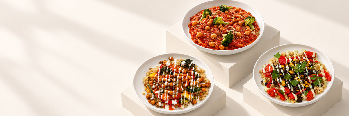 Três pratos novos da Chef Bruna Simões: Lentilhas com Grão e Tahini, Orzo Cremoso de Tomate com Grão e Feijão Preto à Mexicana