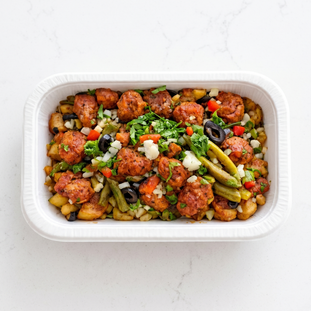 Seitan à Portuguesa Plantz embalagem vista de cima
